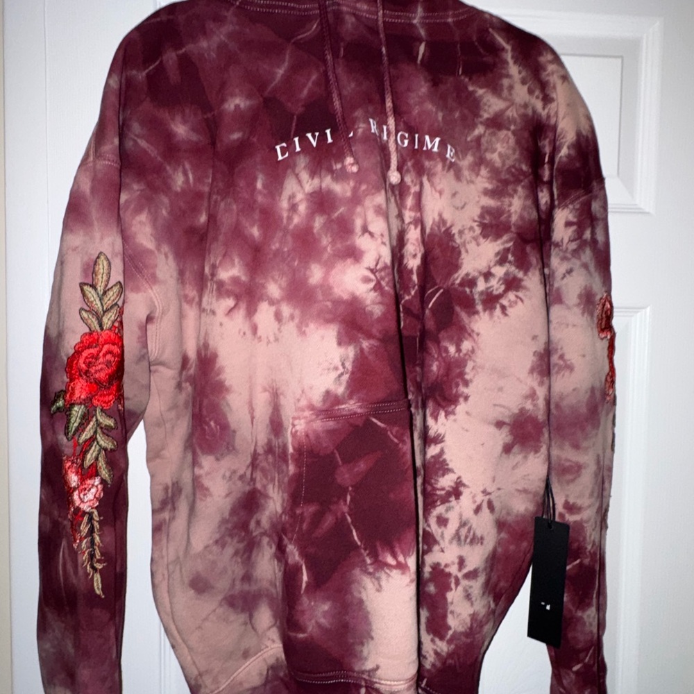 Civil Regime Men's Burgundy Tie-Dye Sweater